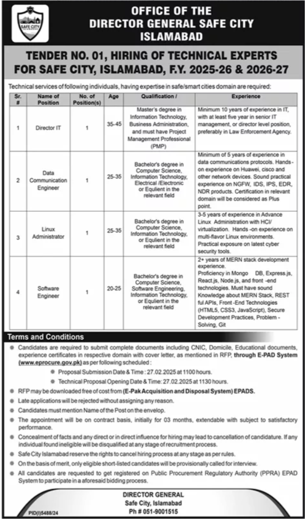 Safe City Islamabad Hiring Software Engineers – Apply for 2025 Positions