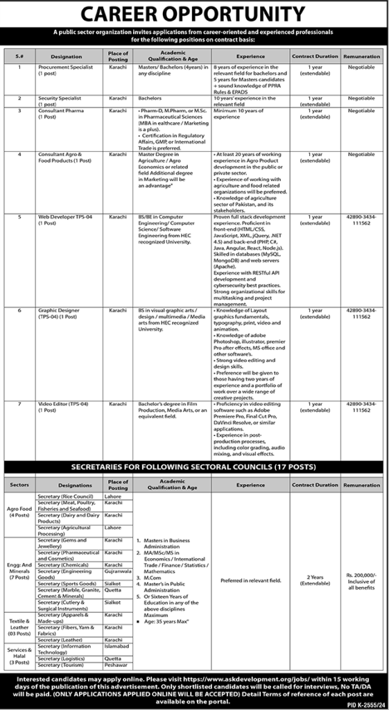 Job Opportunities in Public Sector Organization Karachi – 2025