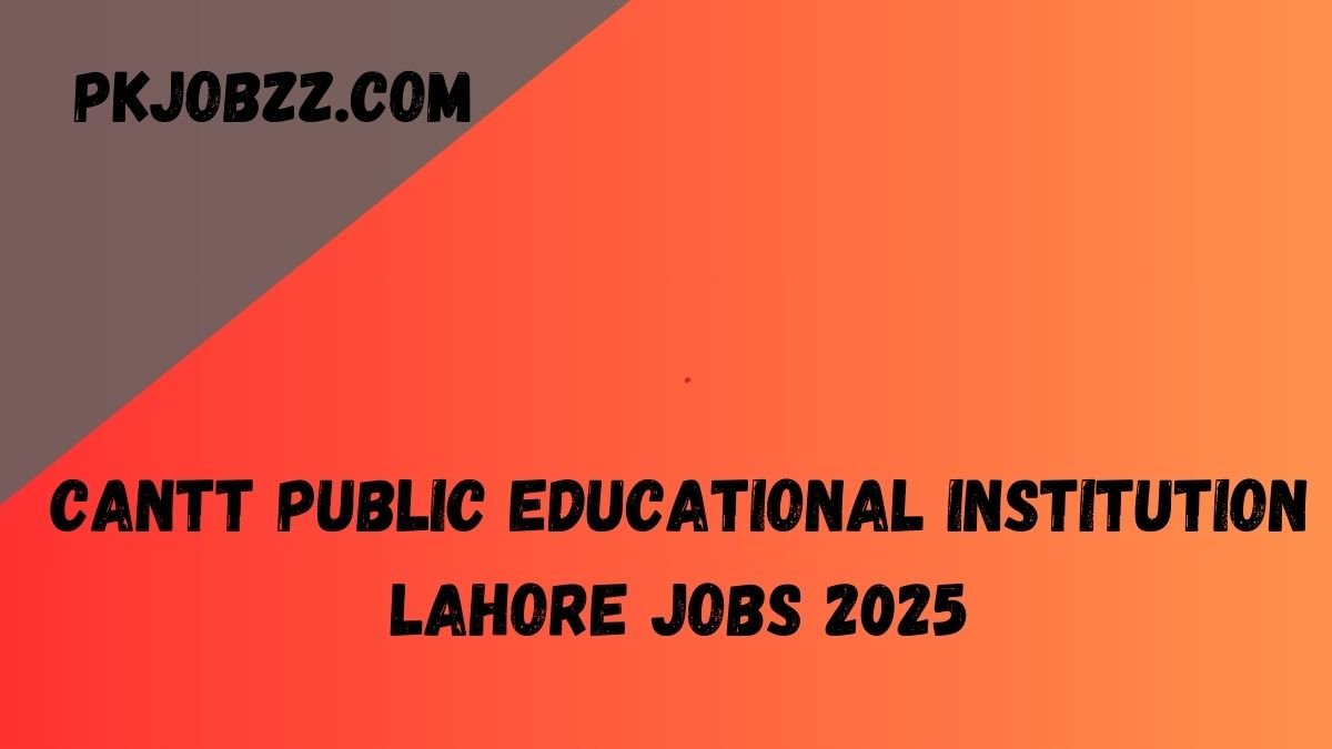 Cantt Public Educational Institution Lahore Jobs 2025