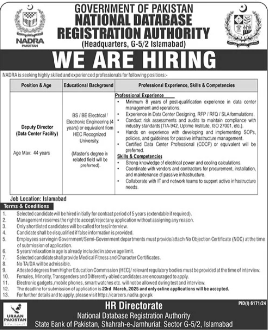 Vacant Post Announced At NADRA Islamabad 2025